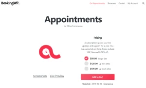 WooCommerce Appointments/カレンダー予約・決済